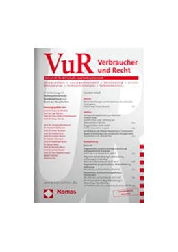 Abbildung von Verbraucher und Recht - VuR | 33. Auflage | 2018 | beck-shop.de