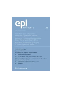 Abbildung von Institut der beim Europäischen Patentamt zugelassenen Vertreter (Hrsg.) | epi-Information | 40. Auflage | 2018 | beck-shop.de