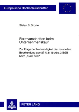 Abbildung von Droste | Formvorschriften beim Unternehmenskauf | 1. Auflage | 2008 | 4786 | beck-shop.de