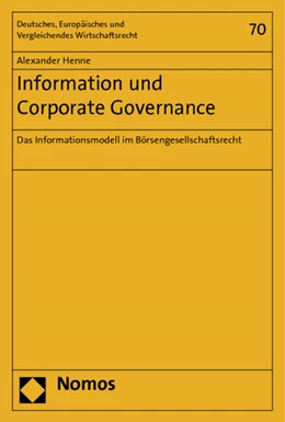 Abbildung von Henne | Information und Corporate Governance | 1. Auflage | 2011 | 70 | beck-shop.de