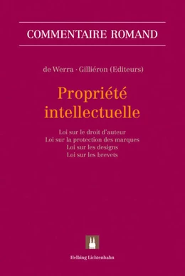 Abbildung von de Werra / Gilliéron (Editeurs) | Propriété intellectuelle: PI. LDA, LPM, LDes, LBI | 1. Auflage | 2013 | beck-shop.de